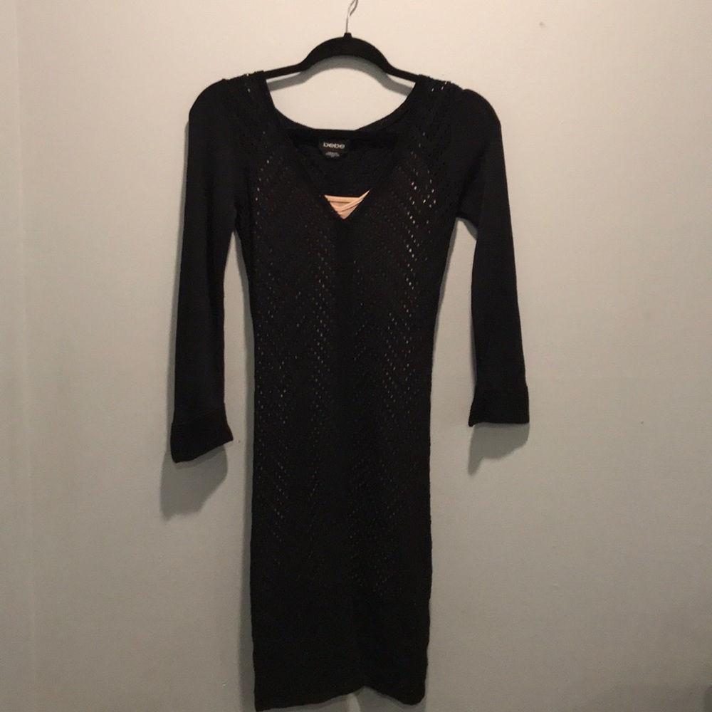 Bebe black bodycon sweater dress